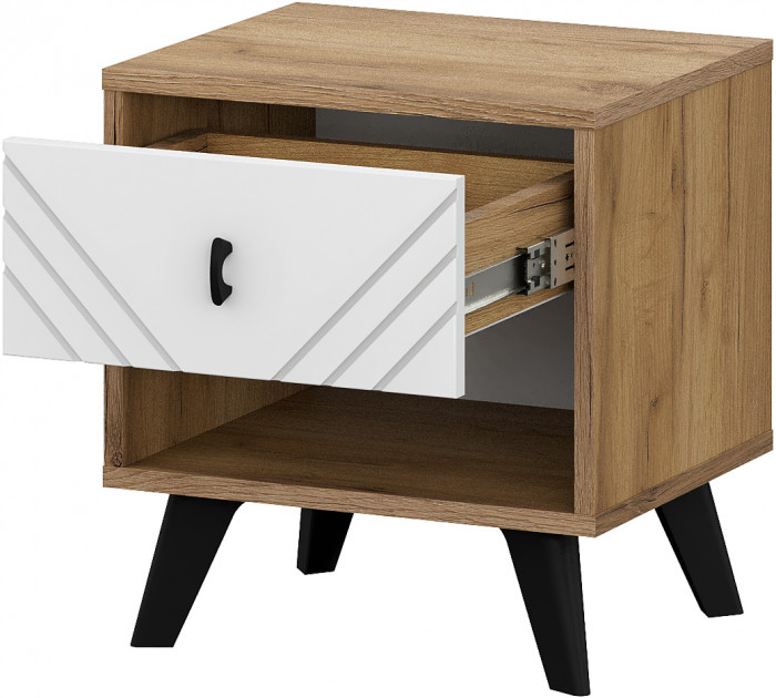 Тумба прикроватная Байкал, Дуб золотой, Белый матовый