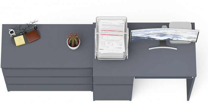 Мори компьютерный стол МС-1 левый + Комод МК800.1, графит