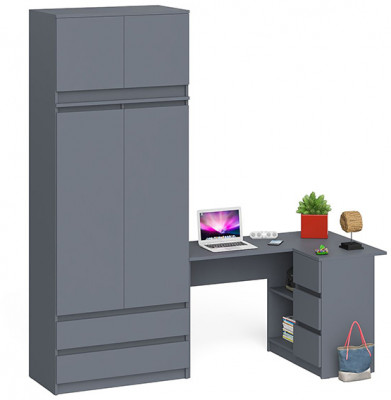 Мори компьютерный стол МС-16 правый + Шкаф МШ900.1 + Антресоль МА900.1, графит
