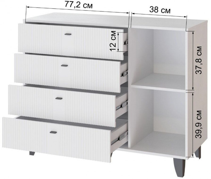 Комод Катрин-13 белый/белый снег