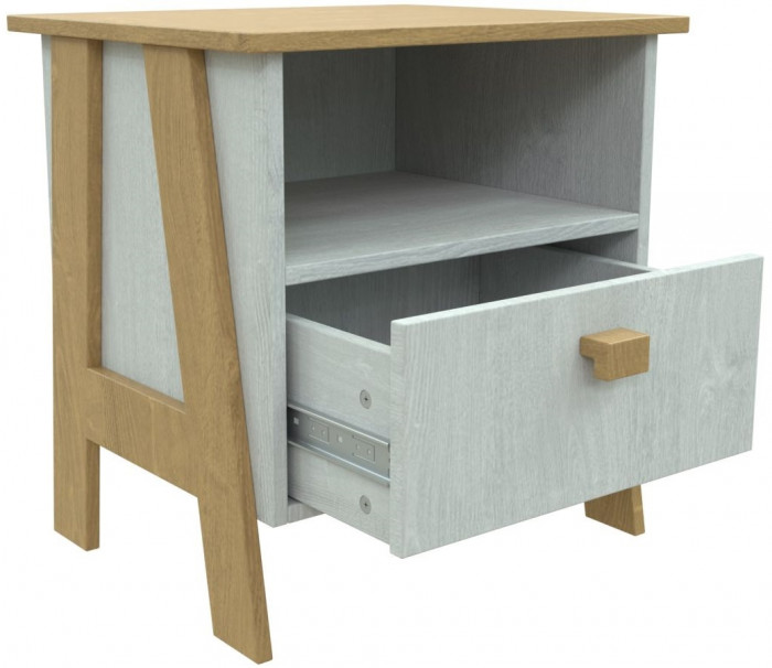 Тумба прикроватная "Скандинавия" - Бетон пайн светлый/Дуб наварра