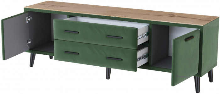 Тумба ТВ интерьерная 1,6 Пай изумруд/мдф дуб канадский