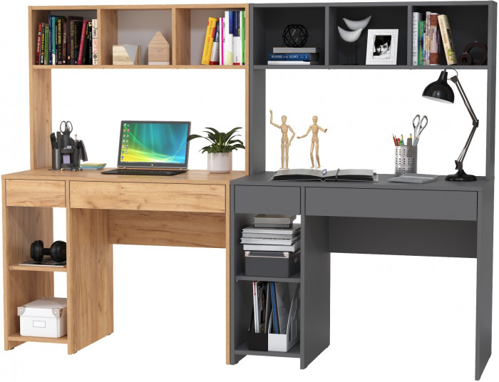 компьютерный стол Комфорт12.77F +компьютерный стол Комфорт 12.77F, дуб крафт золотой/тёмно-серый