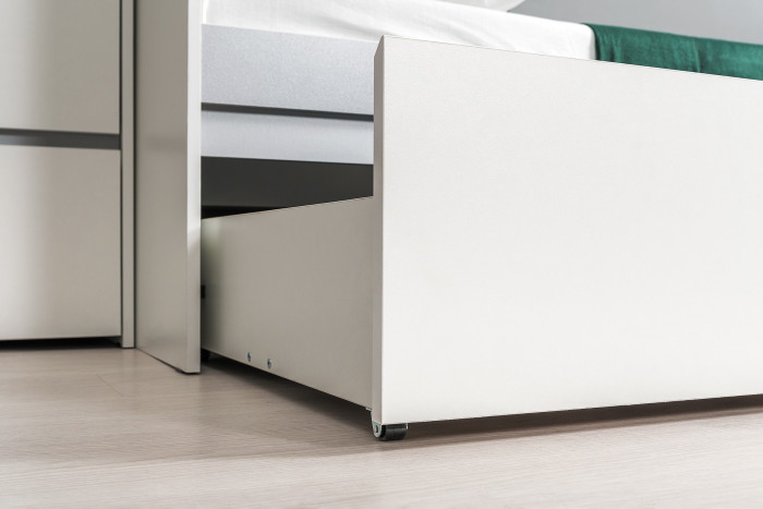 Торонто 11.39 Кровать + 16.475 Полка, белый шагрень/стальной серый