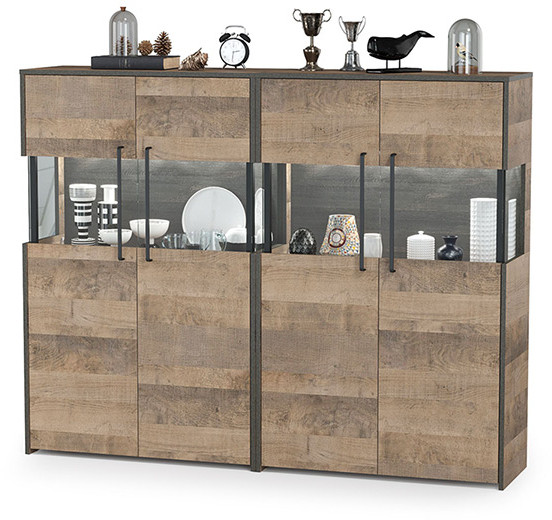 Трувор 13.306 Комод с витриной + 13.306 Комод с витриной, дуб гранж песочный/интра