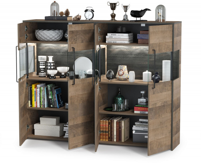 Трувор 13.306 Комод с витриной + 13.306 Комод с витриной, дуб гранж песочный/интра