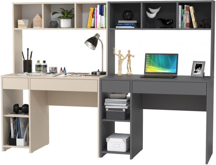 компьютерный стол Комфорт 12.77F +компьютерный стол Комфорт 12.77F, сатин/тёмно-серый