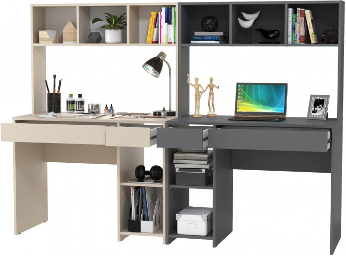 компьютерный стол Комфорт 12.77F +компьютерный стол Комфорт 12.77F, сатин/тёмно-серый