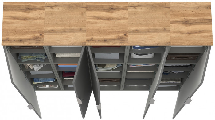 Октава Набор шкафов 46, серый графит/дуб крафт золотой/фасады МДФ серый графит