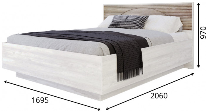 Кровать 160х200 с подъемным основанием "Монтале" - Бетон пайн светлый/Астана роузвуд