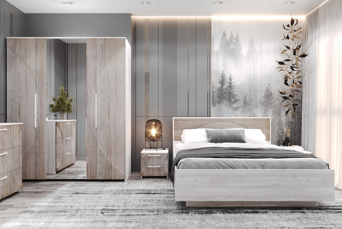 Кровать 160х200 с подъемным основанием "Монтале" - Бетон пайн светлый/Астана роузвуд