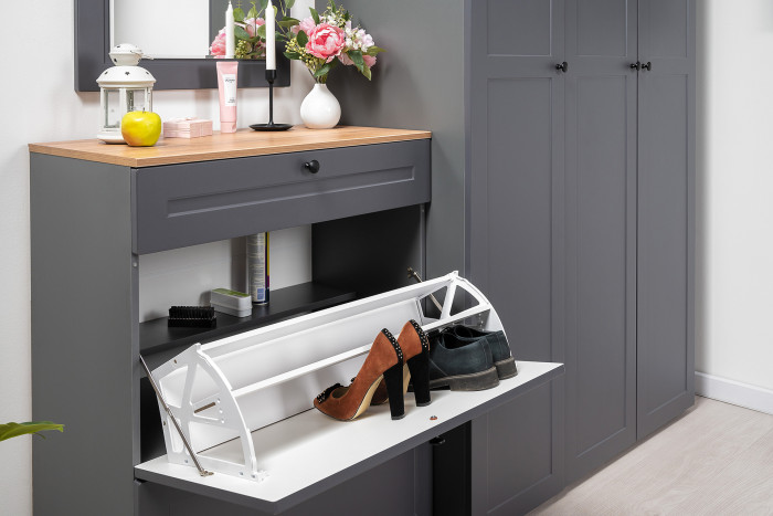 Остин Прихожая 60, серый графит/дуб крафт золотой