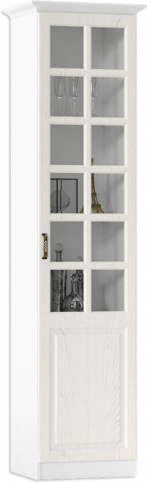 Ливерпуль Шкаф-витрина + карниз, ясень ваниль/белый