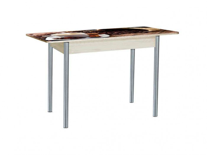 Нью йорк фотопечать стол обеденный раздвижной / чашка кофе/дуб молочный/металлик