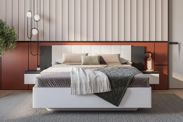 Кровать с подъёмным механизмом Шарм КР-18 160х200, Графит, Белый