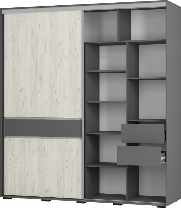 Шкаф-купе "Крафт-10" Графит/Крафт белый