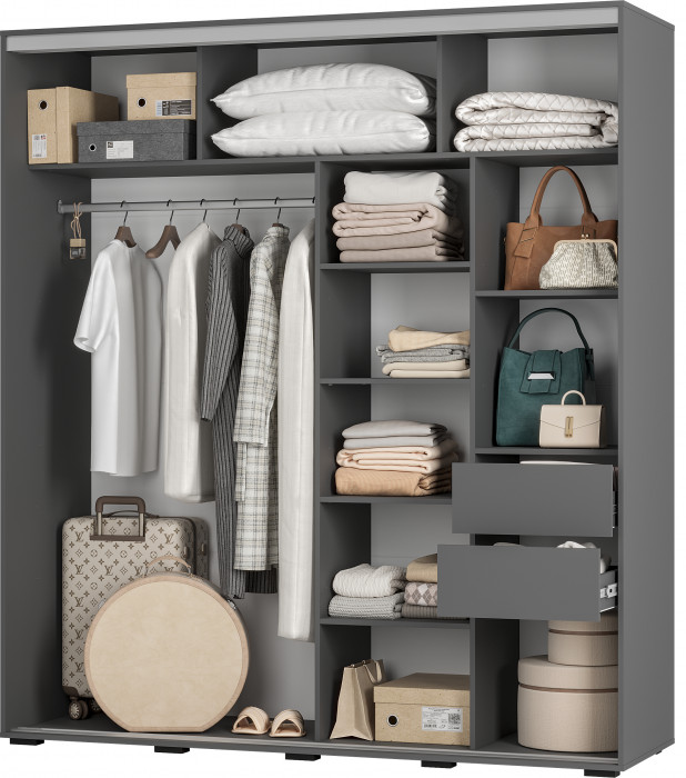 Шкаф-купе "Крафт-10" Графит/Крафт белый