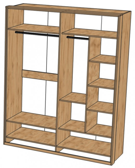 Шкаф для одежды 4-х дверный "Мишель" - Дуб наварра/Бетон пайн светлый