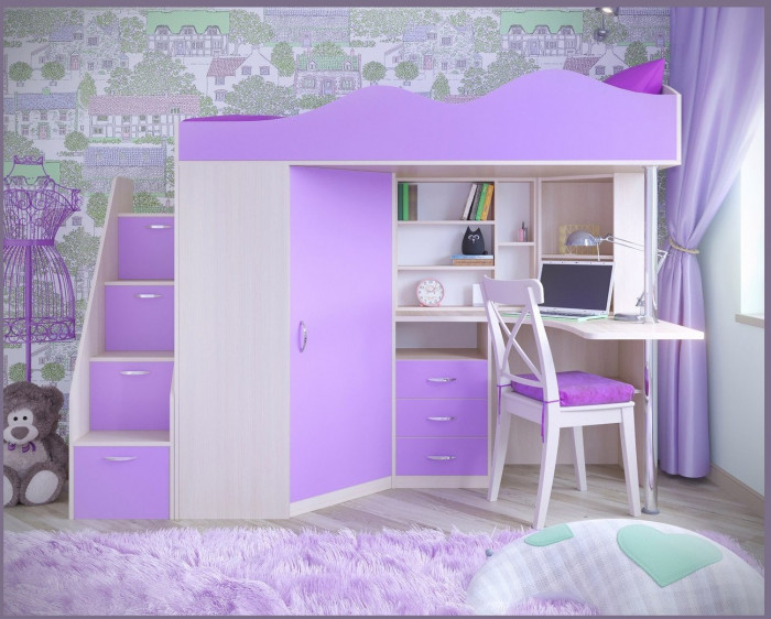 Кровать-чердак Пионер 1 (Венге/Лайм)