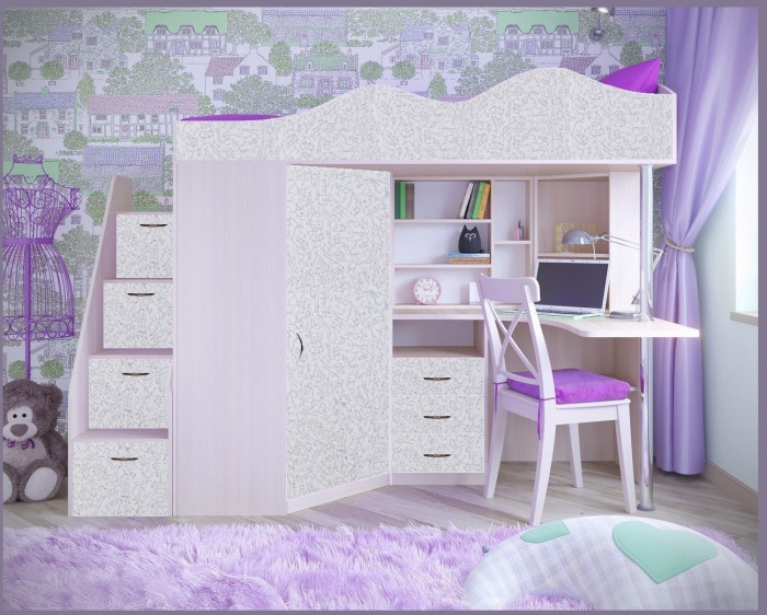 Кровать-чердак Пионер 1 (Венге/Лайм)