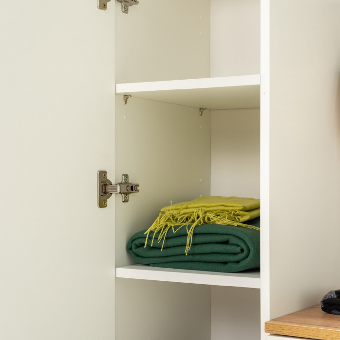 Октава Набор шкафов 48, белый шагрень/серый графит/дуб крафт золотой/фасады МДФ белый шагрень/серый графит