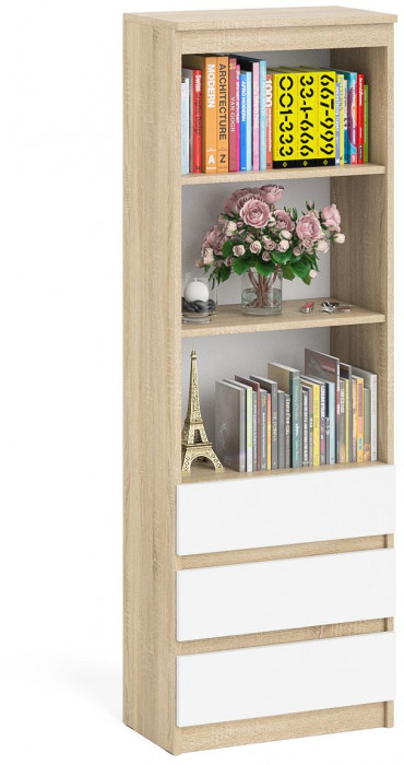 Мори Стеллаж МСТ600.3, цвет дуб сонома/белый, ШхГхВ 60,4х35,4х179,6 см.