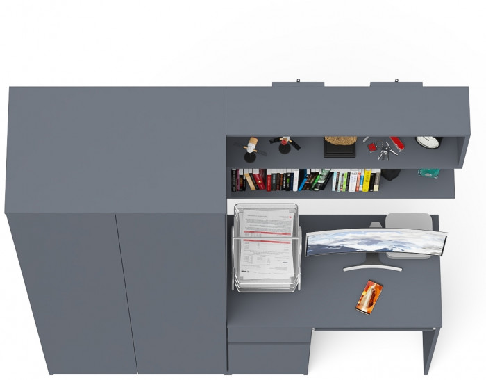 Мори компьютерный стол МС-1 левый + Шкаф МШ800.1 + Полка 900, графит