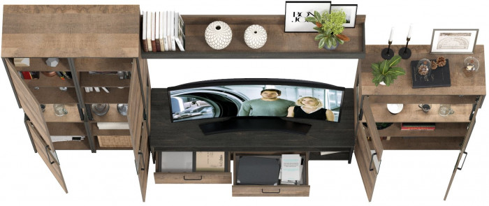 Трувор Гостиная 039, цвет дуб гранж песочный/интра, ШхГхВ 325,2х45,4х210 см., универсальная сборка