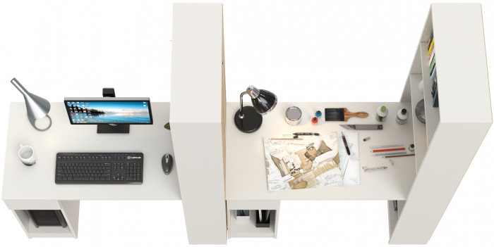 Лайт Шкаф комбинированный 10.01 + 10.01, цвет белый гладкий, ШхГхВ 230,6х58,2х179 см., универсальная сборка(обязательно крепление к стене)