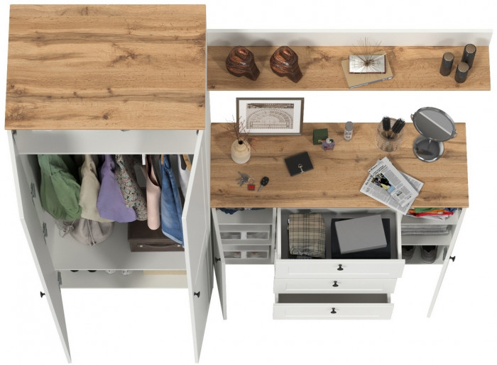 Остин Прихожая 62, белый шагрень/дуб крафт золотой