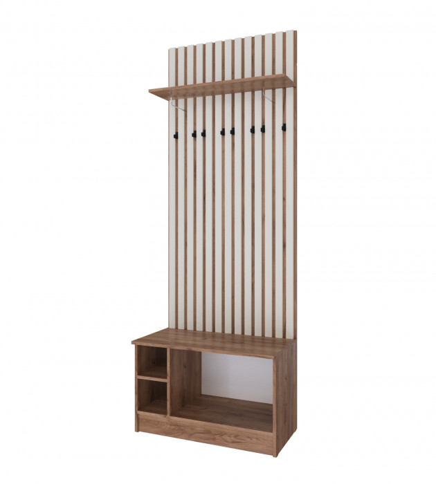 Модульная прихожая Кано, набор 2, Крафт табачный/Крафт белый