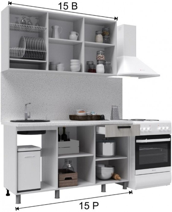 Кухонный гарнитур Луксор 1,5м Клен белый