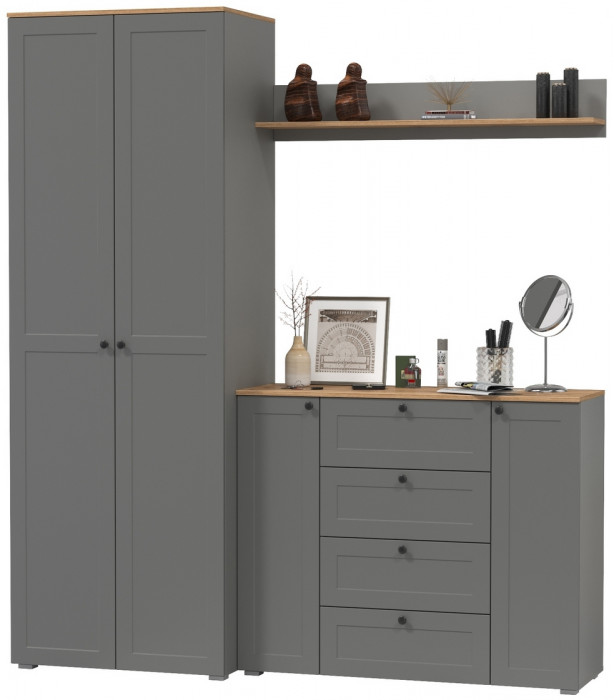 Остин Прихожая 62, серый графит/дуб крафт золотой