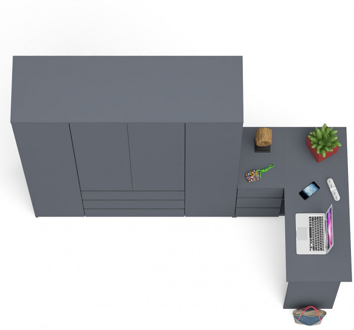 Мори компьютерный стол МС-16 левый + Шкаф МШ1600.1, графит