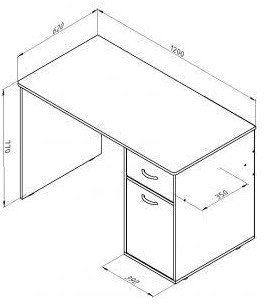 Дельта-15.01 Стол письменный, Голубой