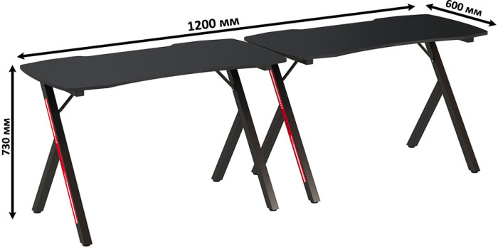 Два игровых стола Мебель--24 GT-2310 + два кресла компьютерных 103 серых, цвет чёрный, ШхГхВ 240х60х73 + 59х56х83-94 см.