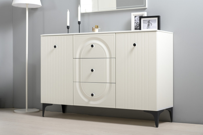 Валенсия Гостиная № 114, ЛДСП белый шагрень/МДФ белый шагрень