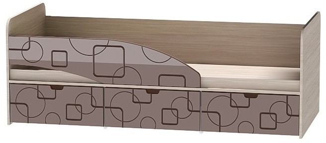 Детская кровать Бриз-3 80х190, квадрат (Шоколад/Ясень шимо светлый/правый)