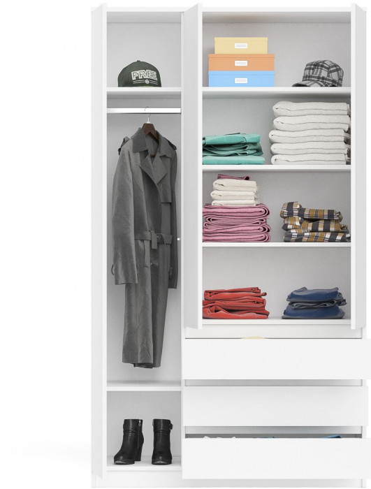 Мори Шкаф МШ1200.1, цвет белый, ШхГхВ 120,4х50,4х209,6 см., НЕ универсальная сборка