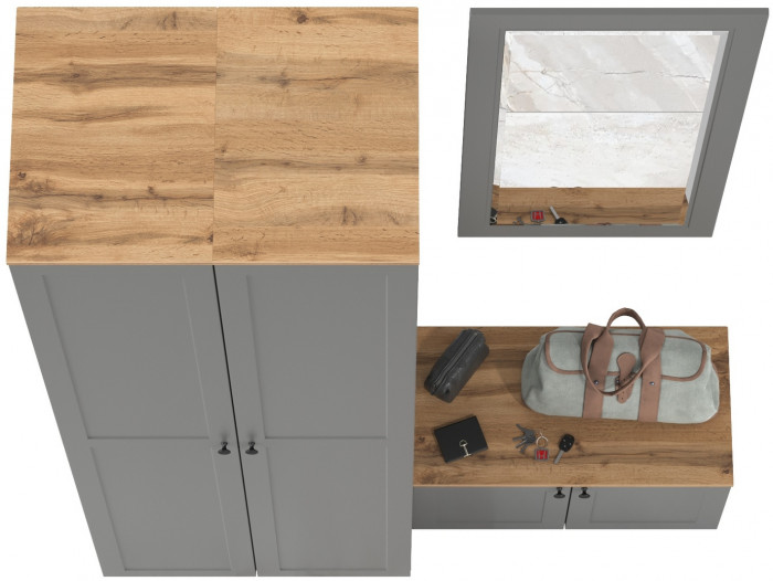 Остин Прихожая 36, цвет серый графит/дуб крафт золотой, ШхГхВ 160х54,3х229,6 см., универсальная сборка