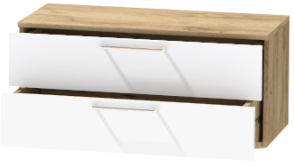 Тумба-5 прикроватная подвесная "Иннэс-7", Крафт золотой/Белый глянец