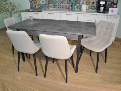 Обеденная группа Сканд-2 / Стул Р 4 шт. / Цемент темный/черный / бид 01