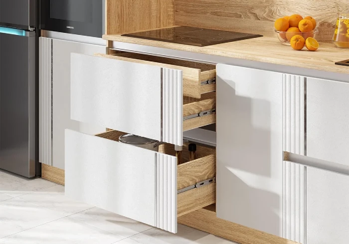 Кухня МДФ Карина Пластер Бьянко/Сонома