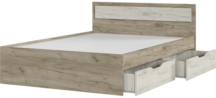 ГАРМОНИЯ КР 605 кровать с ящиками (1,452х0,78х2,032) дуб крафт белый/дуб крафт серый