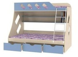 Дельта-20.01 Детская двухъярусная кровать с лестницей (Мультицвет, Ясень шимо светлый)