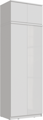 Челси Шкаф 2-х створчатый платяной + антресоль к шкафу 800 (Белый глянец, Белый)