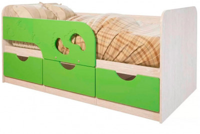 Кровать детская Минима &quot;Лего 1860&quot; (1892х770х850) дуб атланта/салат глянец