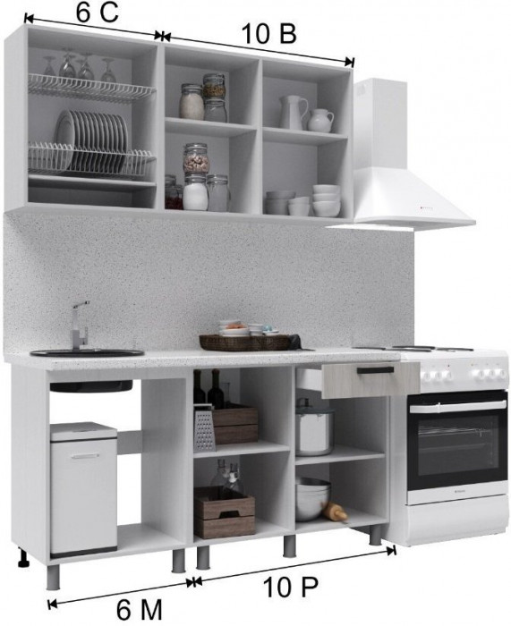 Кухонный гарнитур Версаль 1,6м Арктик/Арктик