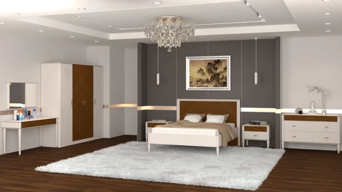 Кровать двуспальная 1,8 "Тиволи" - Латте (лак)