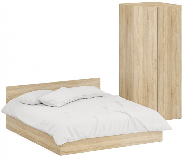 Кровать 1800 + Шкаф угловой Стандарт, цвет дуб сонома, ШхГхВ 183,5х203,5х70 + 81,2х81,2х200см., сп.м. 1800х2000 мм., без матраса, основание есть